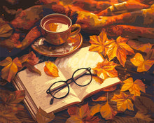 Load image into Gallery viewer, Paint by numbers kit Fall Tea and Book Figured&#39;Art