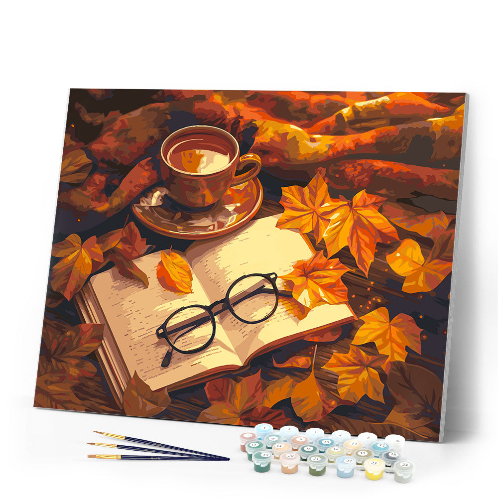 Paint by numbers kit Fall Tea and Book Figured'Art