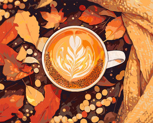 Paint by numbers kit Cozy Fall Latte Figured'Art