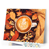 Paint by numbers kit Cozy Fall Latte Figured'Art