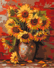 Load image into Gallery viewer, Paint by numbers kit Sunflowers in Fall Vase Figured&#39;Art