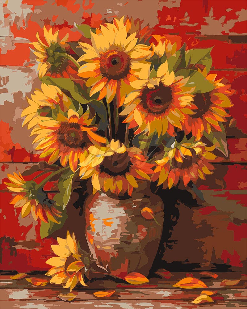 Paint by Numbers for adults - Sunflowers in Fall Vase – Figured'Art