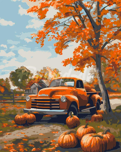 Paint by numbers kit Vintage Truck in Fall Figured'Art