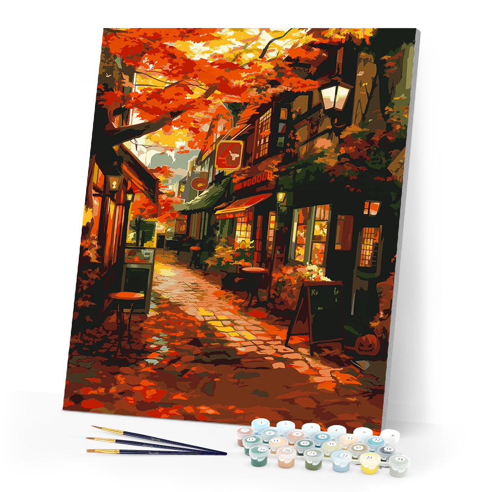 Paint by numbers kit Fall Café Street Figured'Art