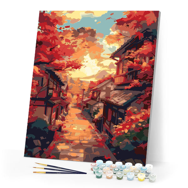 Paint by numbers kit Fall Street in Kyoto Figured'Art