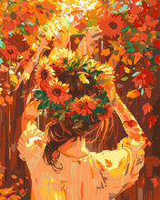 Load image into Gallery viewer, Paint by numbers kit Girl with Fall Wreath Figured'Art