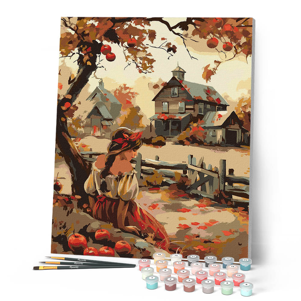 Paint by Numbers for adults - Vintage Country Girl in Fall