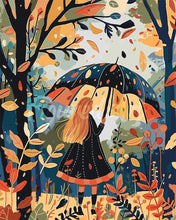 Load image into Gallery viewer, Paint by numbers kit Girl with Umbrella in Fall Figured&#39;Art