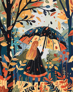 Paint by numbers kit Girl with Umbrella in Fall Figured'Art