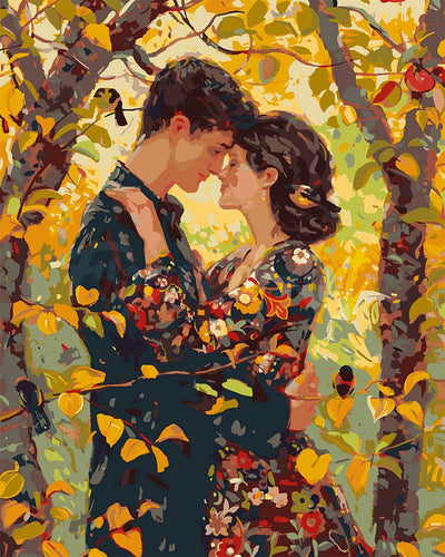 Paint by numbers kit Klimt-Inspired Fall Embrace Figured'Art