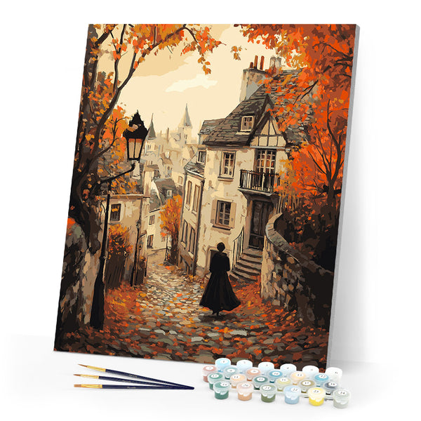 Paint by numbers kit Old Town Fall Walk Figured'Art
