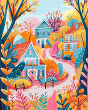 Load image into Gallery viewer, Paint by numbers kit Colorful Fall Houses Figured'Art