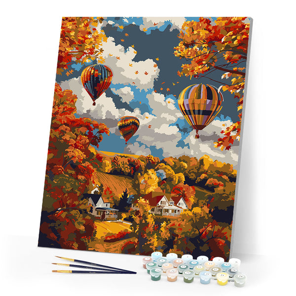Paint by numbers kit Fall Balloon Adventure Figured'Art
