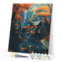 Paint by numbers kit Fall Cabin by Waterfall Figured'Art