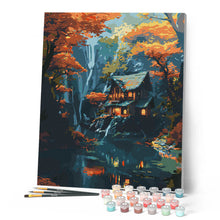 Load image into Gallery viewer, Fall Cabin by Waterfall