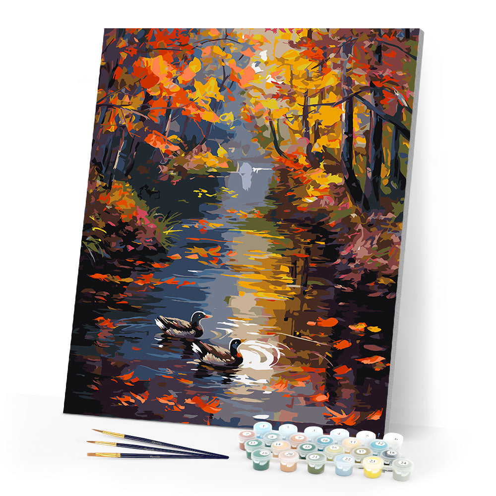 Paint by numbers kit Golden Pond in Fall Figured'Art