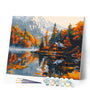 Paint by numbers kit Lakeside Fall Cabin Figured'Art