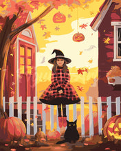 Load image into Gallery viewer, Paint by numbers kit Little Witch and Her Black Cat Figured&#39;Art