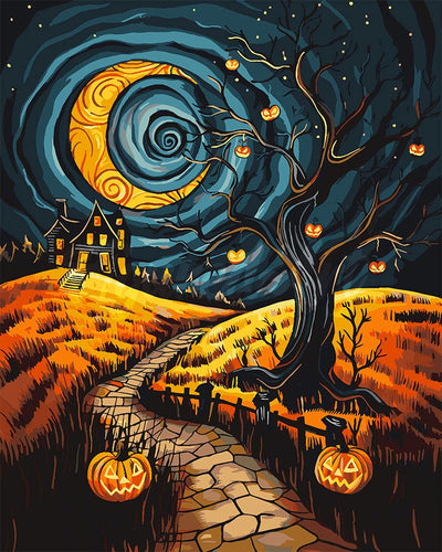 Paint by numbers kit Spooky Moonlit Path Figured'Art