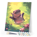 Paint by numbers kit for adults Swimming Hippo Figured'Art