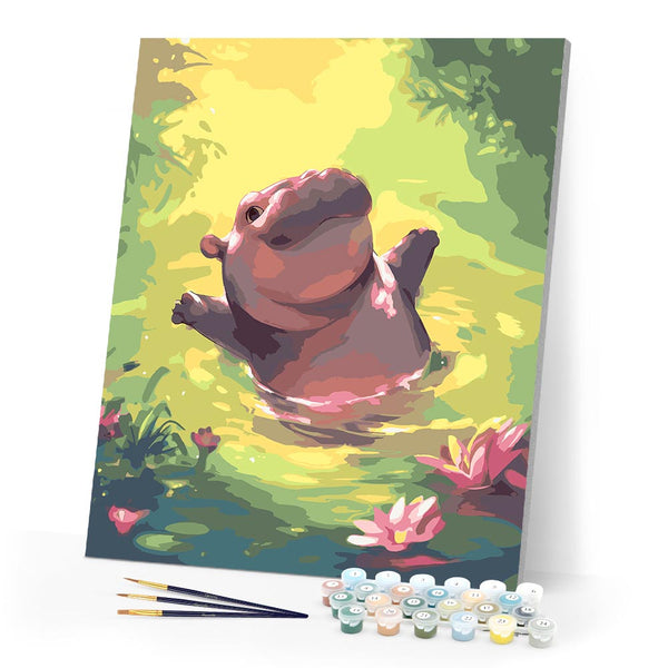 Paint by numbers kit for adults Swimming Hippo Figured'Art