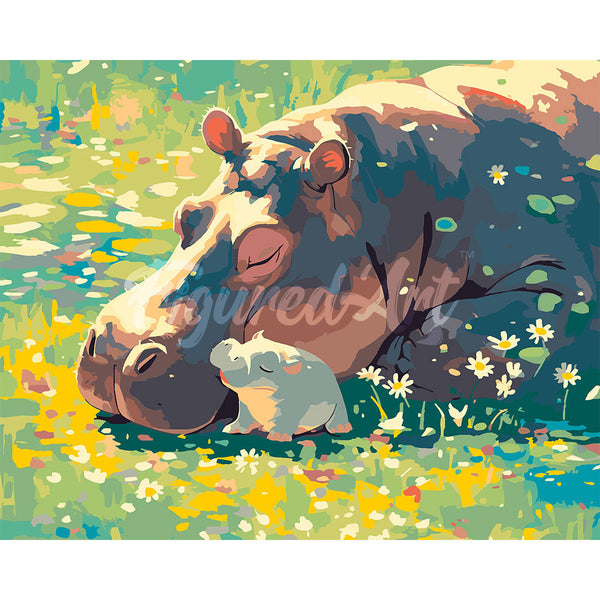 Baby Hippo and Mom