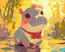 Load image into Gallery viewer, Paint by numbers kit Happy Baby Hippo Figured&#39;Art