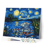 Paint by numbers kit Hippo in the Starry Night Figured'Art