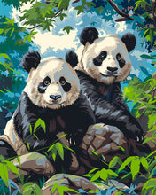 Load image into Gallery viewer, Paint by numbers kit Giant Panda Twins Figured&#39;Art