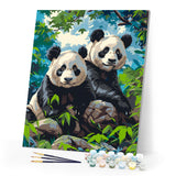 Paint by numbers kit Giant Panda Twins Figured'Art
