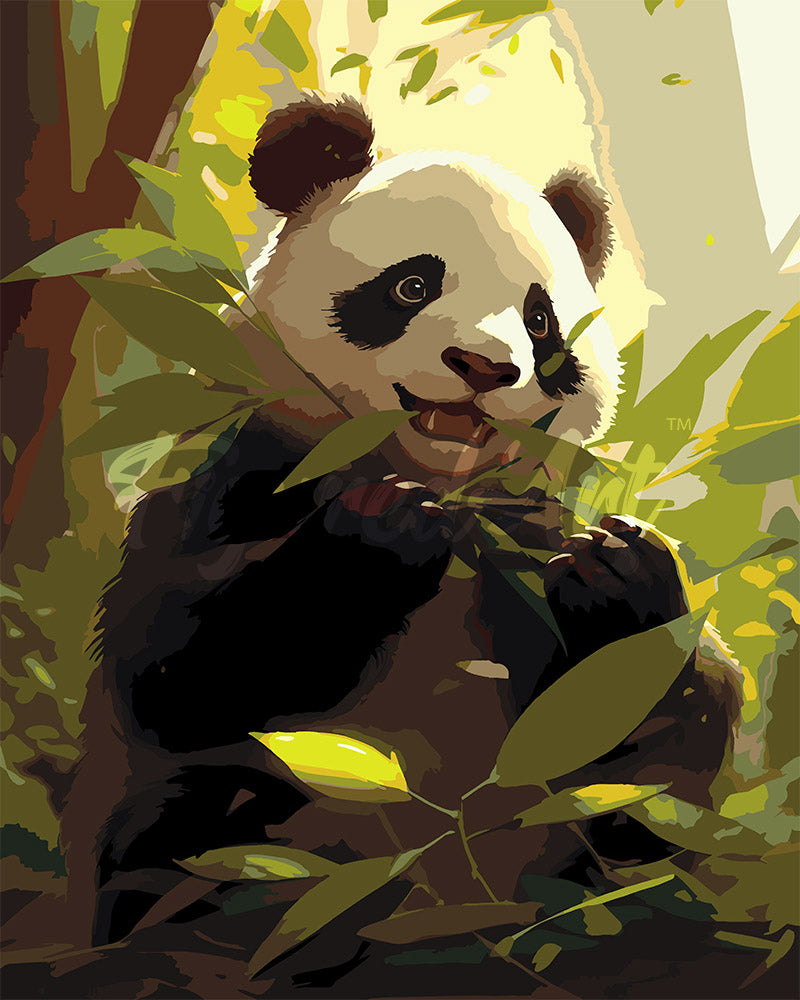 Paint by numbers kit Panda Munching Figured'Art