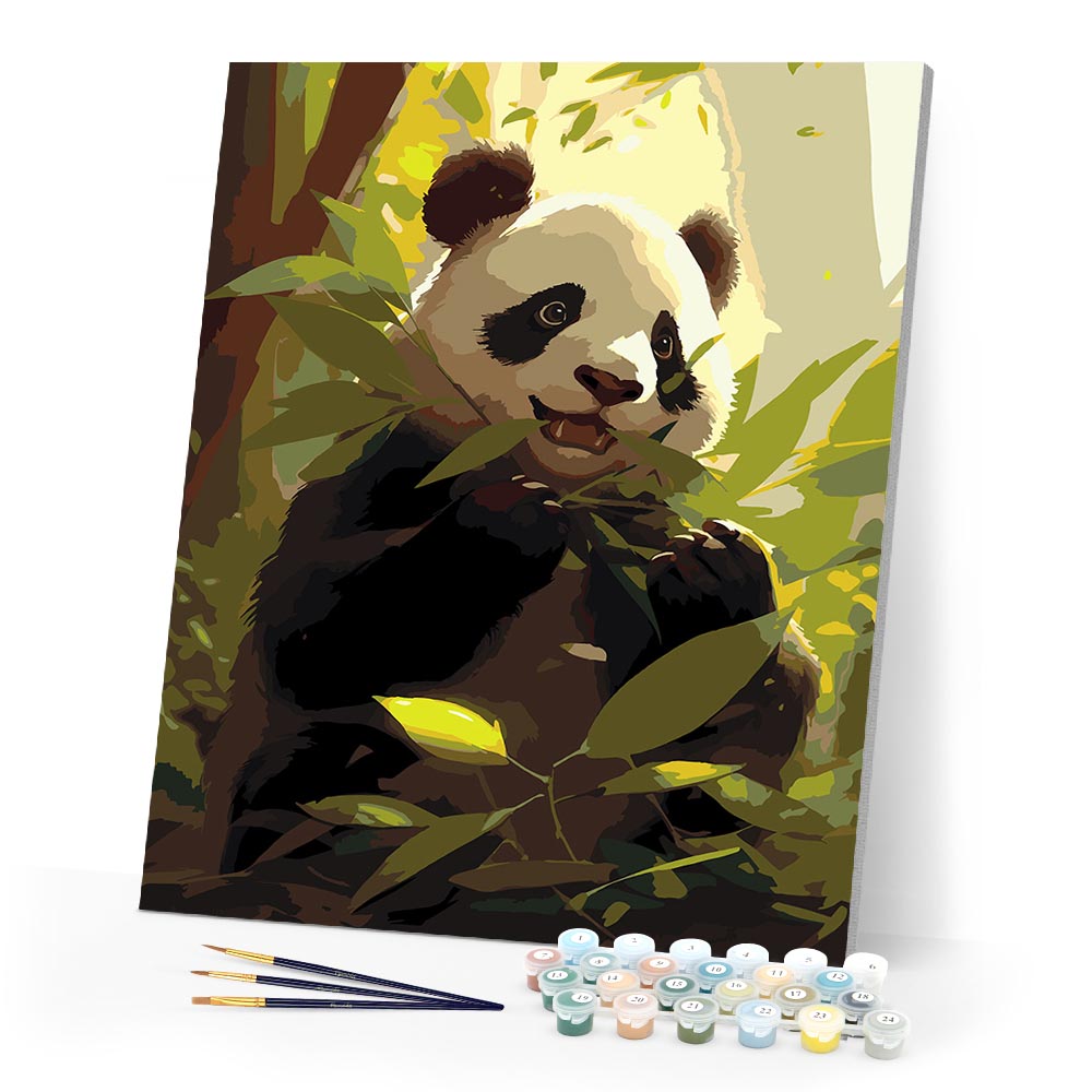 Paint by numbers kit Panda Munching Figured'Art