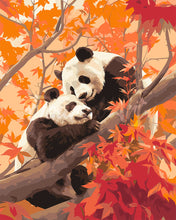 Load image into Gallery viewer, Paint by numbers kit Panda Twins in the Fall Figured'Art