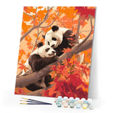 Paint by numbers kit Panda Twins in the Fall Figured'Art