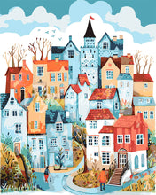 Load image into Gallery viewer, Paint by numbers kit for adults Blue Enchanted Village Figured'Art