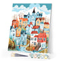 Paint by numbers kit for adults Blue Enchanted Village Figured'Art