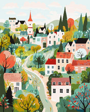 Load image into Gallery viewer, Paint by numbers kit for adults Green Enchanted Village Figured'Art