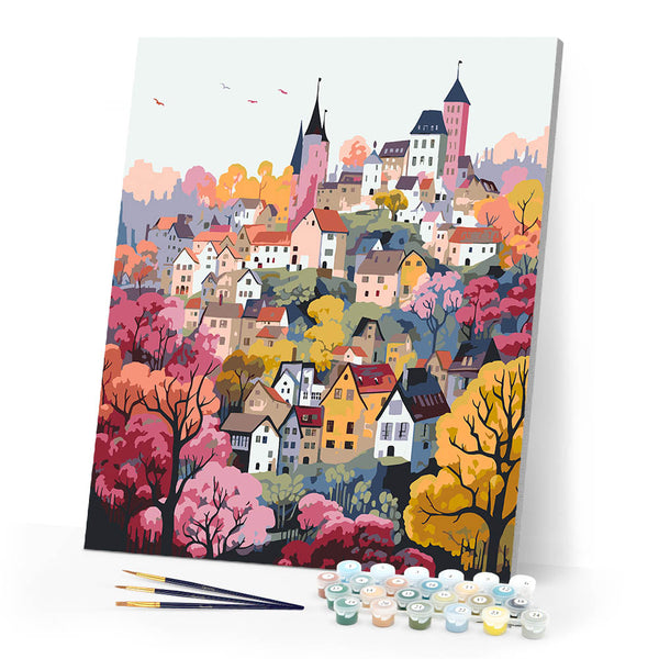 Paint by numbers kit for adults Violet Enchanted Village Figured'Art
