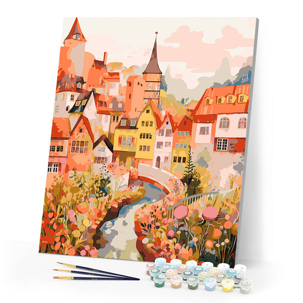 Paint by numbers kit Amber Enchanted Village Figured'Art