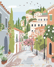 Load image into Gallery viewer, Paint by numbers kit Pastel Hillside Town Figured&#39;Art