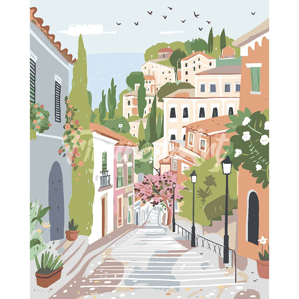 Pastel Hillside Town