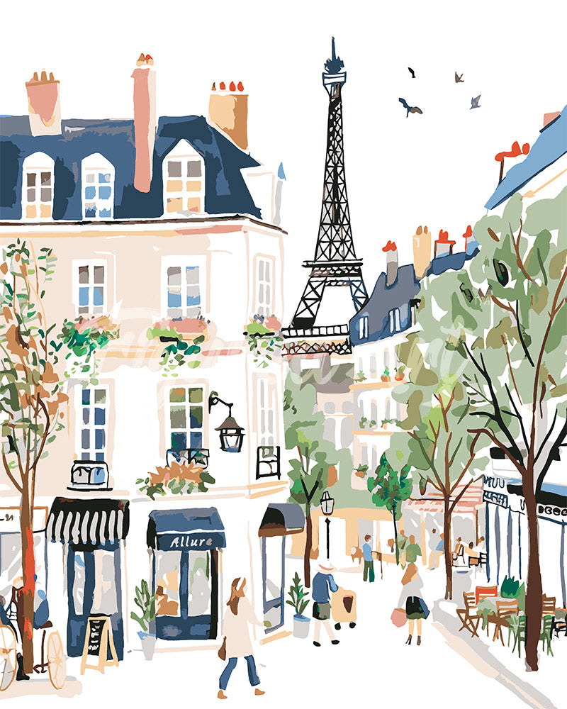 Paint by numbers kit Watercolor Paris Street Figured'Art