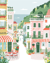 Load image into Gallery viewer, Paint by numbers kit Pastel Seaside Town Figured'Art