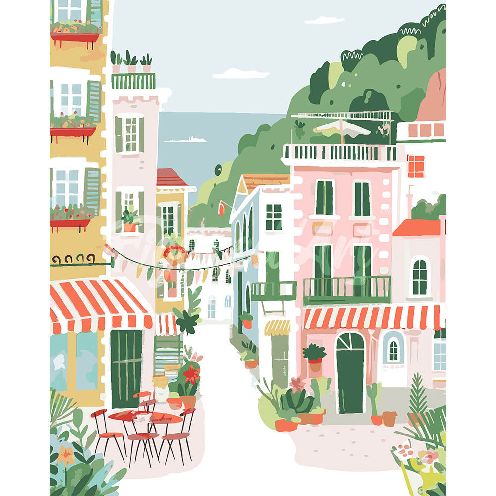 Pastel Seaside Town