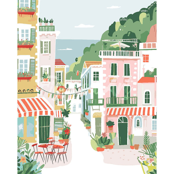 Pastel Seaside Town