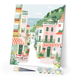 Paint by numbers kit Pastel Seaside Town Figured'Art