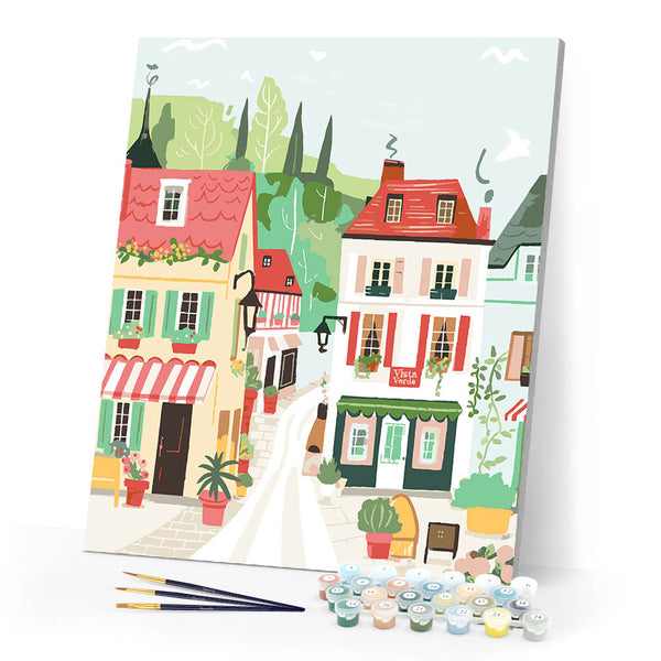 Paint by numbers kit Green View Village Figured'Art