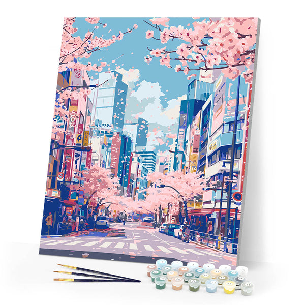Paint by numbers kit Tokyo Cherry Blossoms Figured'Art