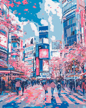 Load image into Gallery viewer, Paint by numbers kit Shibuya Cherry Blossoms Figured'Art