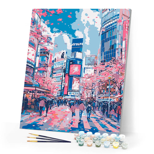 Paint by numbers kit Shibuya Cherry Blossoms Figured'Art